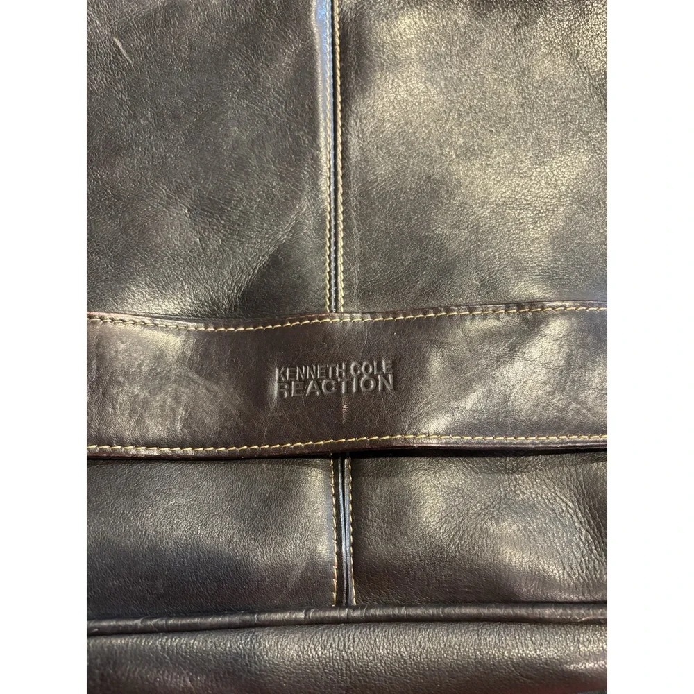 KENNETH COLE REACTION Messenger‎ Briefcase Brown Leather Laptop Bag